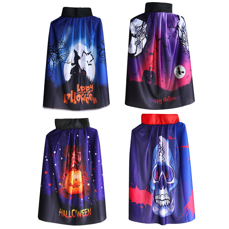 Halloween capa maquillaje traje props Impresión digital calabaza capa fantasma patrón muerte capa