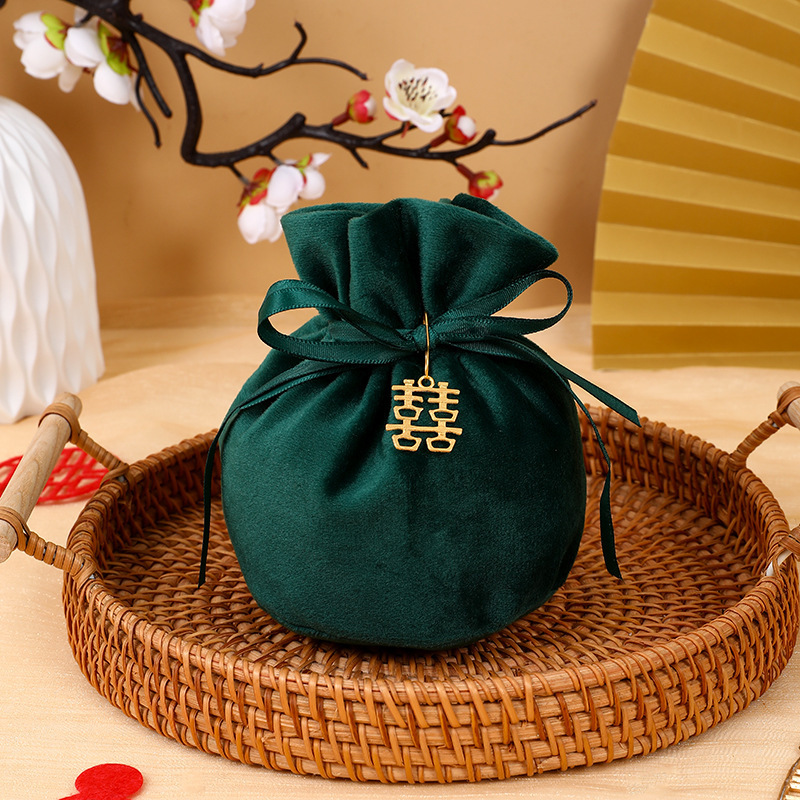 ヨーロッパ式の喜糖袋の創意的な丸い糸の布の結婚式の喜糖の箱のお土産の結婚祝いの祝日のプレゼントの袋の束のポケット|undefined
