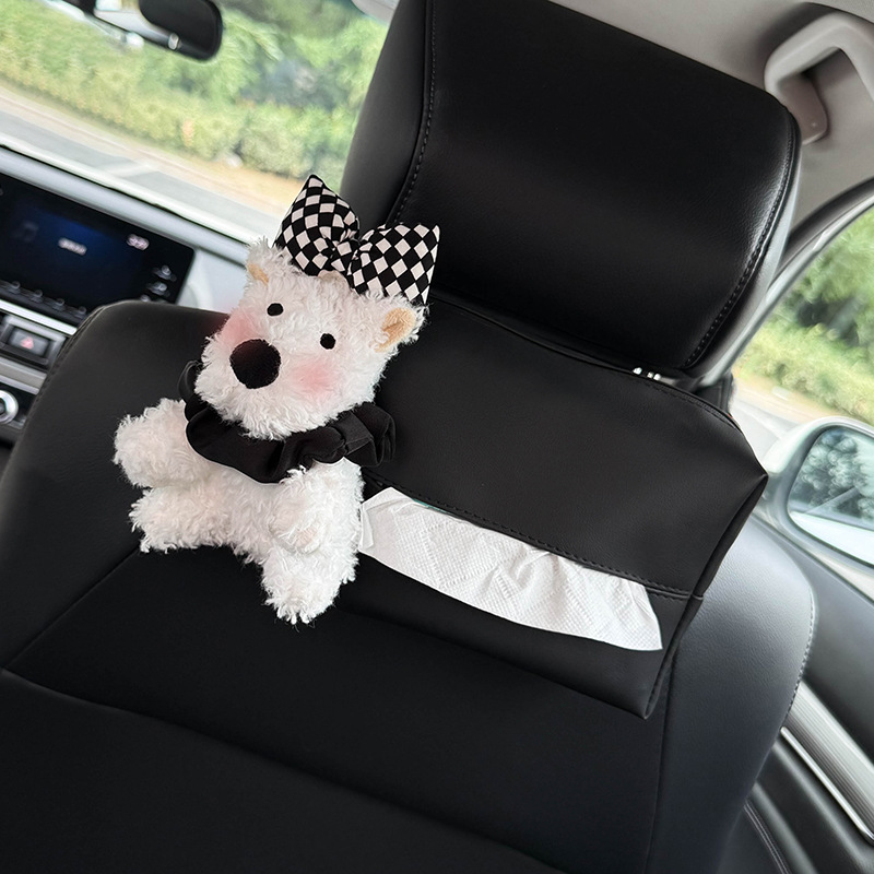 West Highland car tissue box for the front and back seats, tissue bag for the car interior, cute tissue storage bag for girls