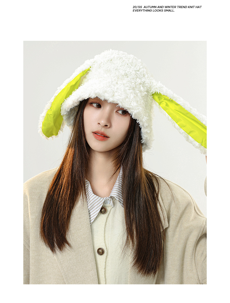Nuovo cappello da coniglio carino e dolce di vendita caldo, mantieni caldo e obbediente, cappello da bacino per orecchie di coniglio, cappello da pescatore in peluche con orecchio lungo, bambini_voghion.com