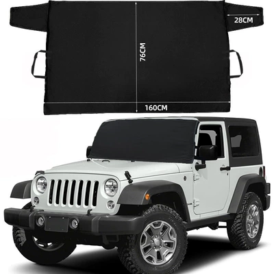 Front Windshield Snowproof Car Cover: Car snow shield - black-600d-oxford-cloth-pu-coating-160x76cm