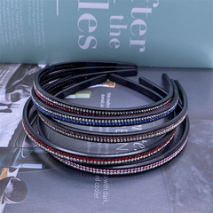 噴漆黑色塑料兩排雙色滿鑽發箍頭箍頭扣兩元店髮飾頭飾品地攤貨源