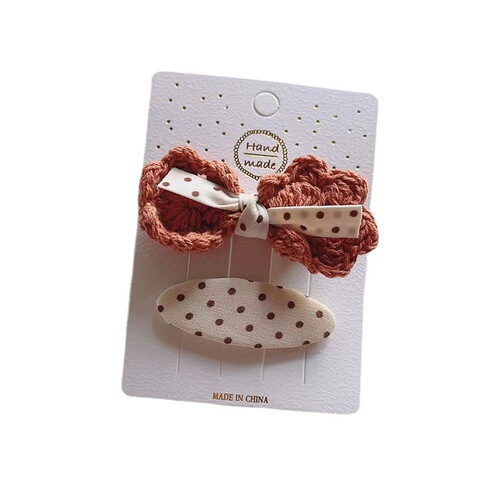 Korean hair accessories children's headwear fabric flower BB clip girls side bangs clip plaid clip 2 pack hair clips