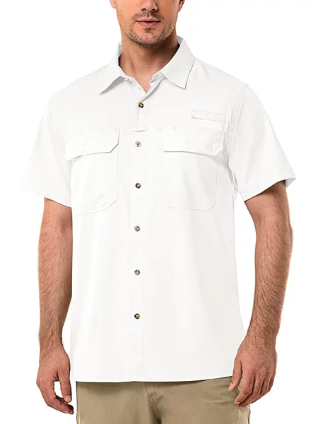 2026 Cross-Border Summer New Men's Short-Sleeve Quick-Dry Shirt Casual Workwear Pocket Turn-Down Collar Breathable Shirt Top
