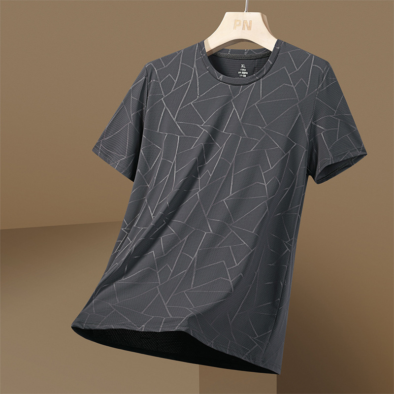 Ice Silk Casual Sports Short-sleeved T-shirt Men's Summer Thin Breathable Mesh Trendy Brand Loose Half-sleeved T-shirt Clothes Ice Silk Casual Sports Short-sleeved T-shirt Men's Summer Thin Breathable Mesh Trendy Brand Loose Half-sleeved T-shirt Clothes