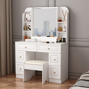 Solid wood dressing table bedroom simple modern small large capacity locker makeup table light luxury touch light makeup table