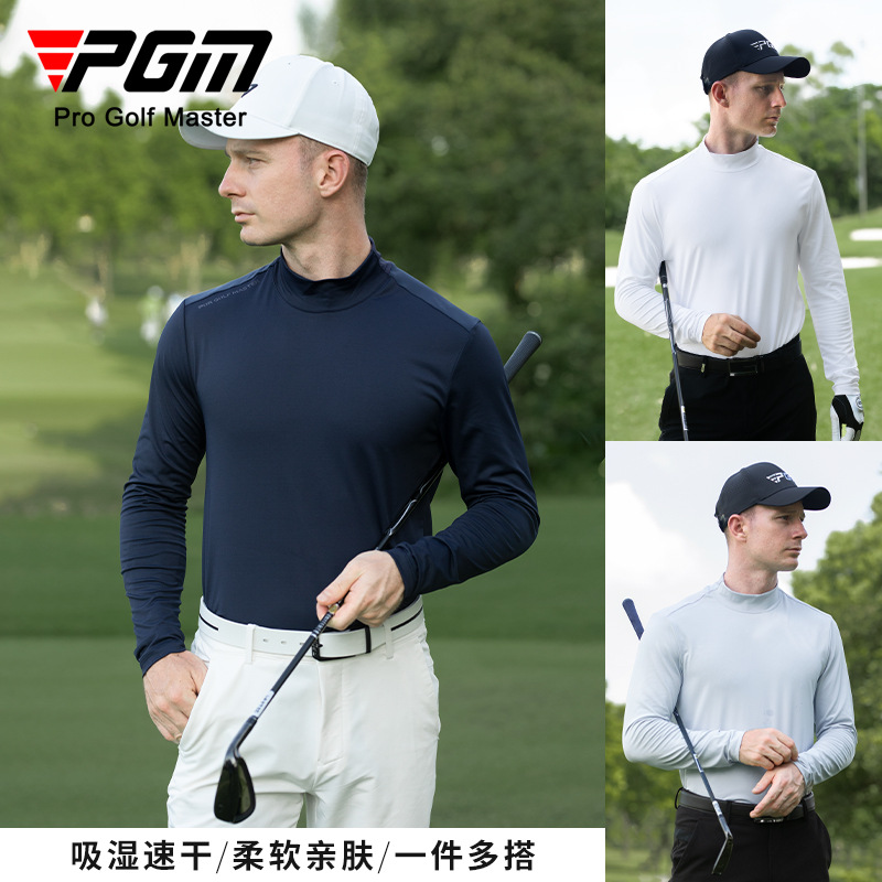 Áo thun golf nam dài tay PGM nhanh khô hút ẩm kháng khuẩn 3A — YF760-áo màu trắng, YF760-Áo màu xanh hải quân, YF760-áo màu xám hiện đại