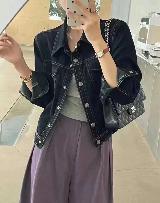 牛仔外套女春秋新款韩系复古百搭短款丹宁色气质长袖上衣休闲女款|undefined