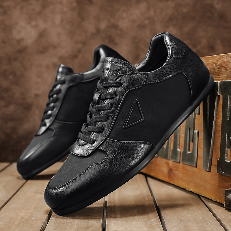 2025 Summer Soft Leather Shoes Trendy Low-Top Versatile Solid Color Casual Outdoor Young Men's Trendy Shoes British Style Breathable