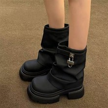 网红短筒马丁靴女款2025秋季新款洋气潮流辣妹复古百搭厚底裤管靴