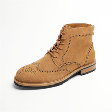 2025年新款秋冬马丁靴男鞋时尚布洛克雕花英伦风反绒皮高帮男皮靴