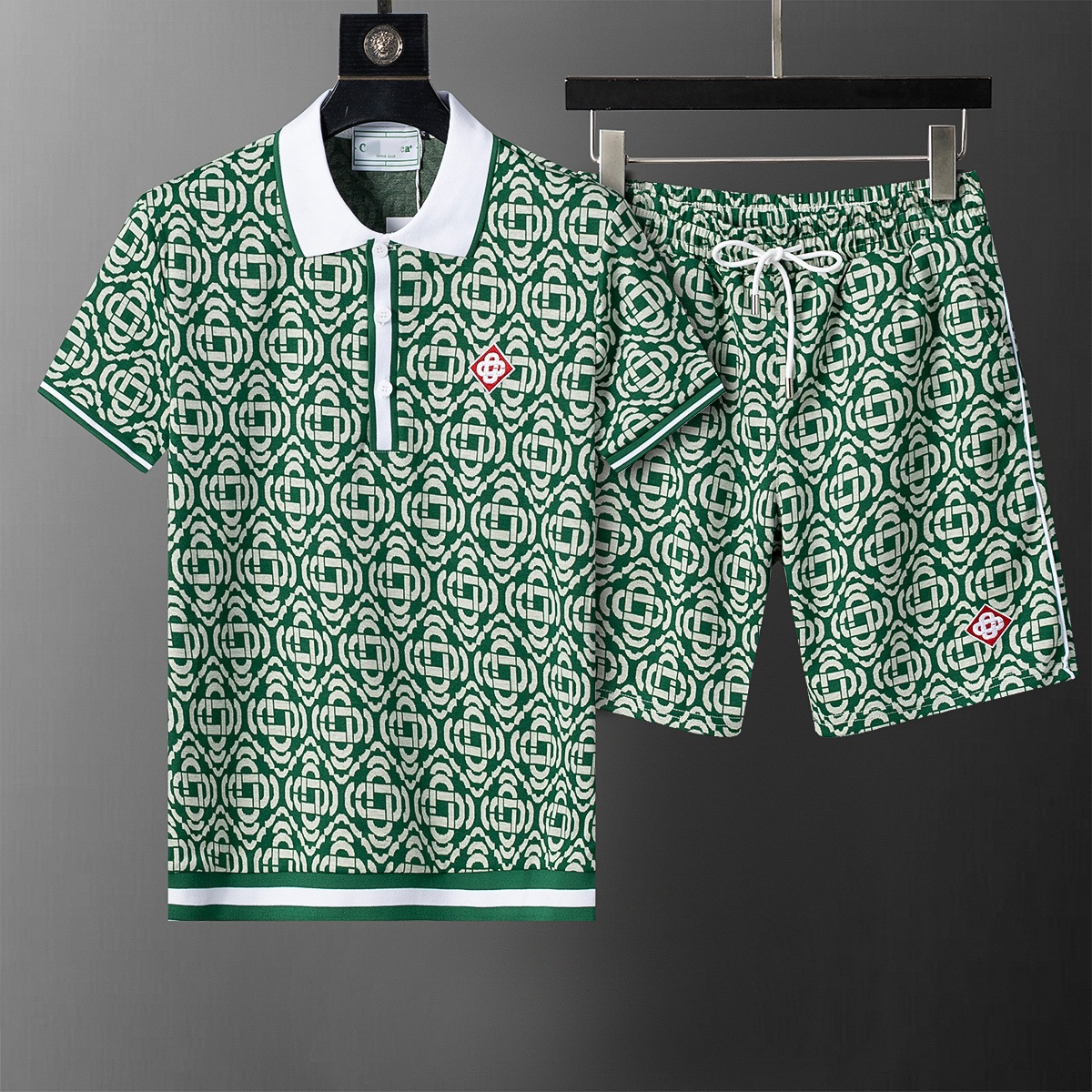 Cross-border versión correcta polo manga corta set de collar de verano clásico toalla de hombre bordado casual Europa y América explosión