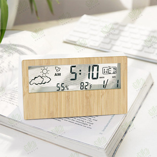 2312 transparent bamboo clock perpetual calendar temperature humidity
