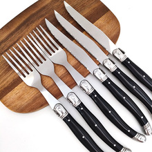 厂家批发不锈钢牛排刀塑料手柄西餐餐具叉子刀叉套装牛扒刀西餐刀