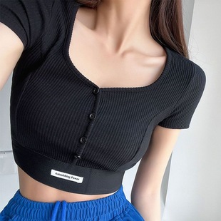 New rayon short sleeve fixed Cup yoga sports sexy side breast-closing breathable bra underwear for women