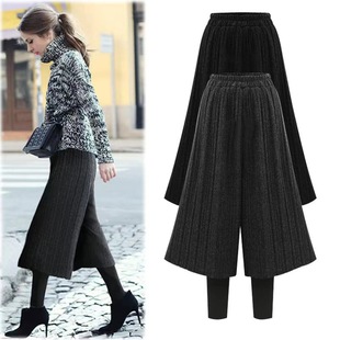 New Autumn and Winter Plus Size Women's Clothing for Fat Girls Thickeneded Velvet Warm Pants High Waist Pleated Boot Pants Loose Wide Leg Pants