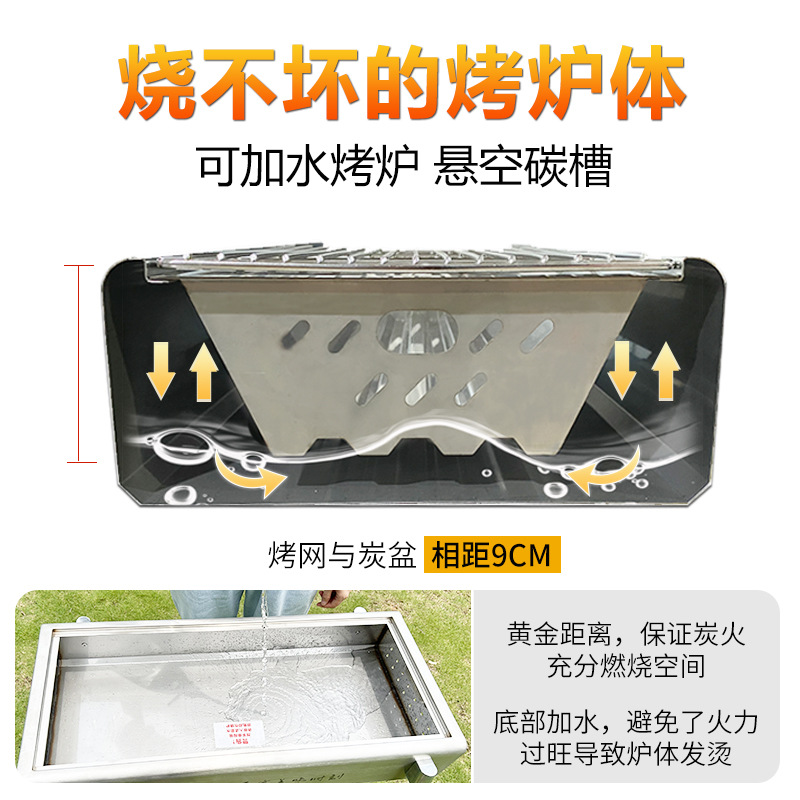 Estante de barbacoa 304 carbón de acero inoxidable horno de barbacoa engrosado para el hogar al aire libre nuevo stock personalizado a granel