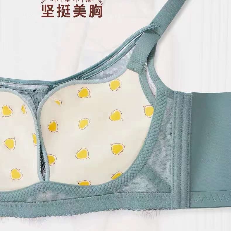 Nuevo sujetador de alta calidad de moda de encaje jacquard transpirable y cómodo ajuste lateral de pecho de cuatro botones ropa interior mujer