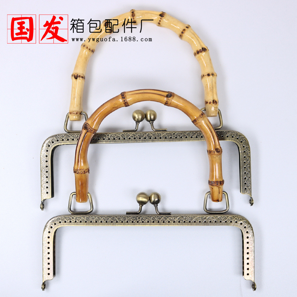 Agujero cosido a mano 20CM cuadrado de bambú en relieve boca de mano Jinzhen accesorios de equipaje de bambú