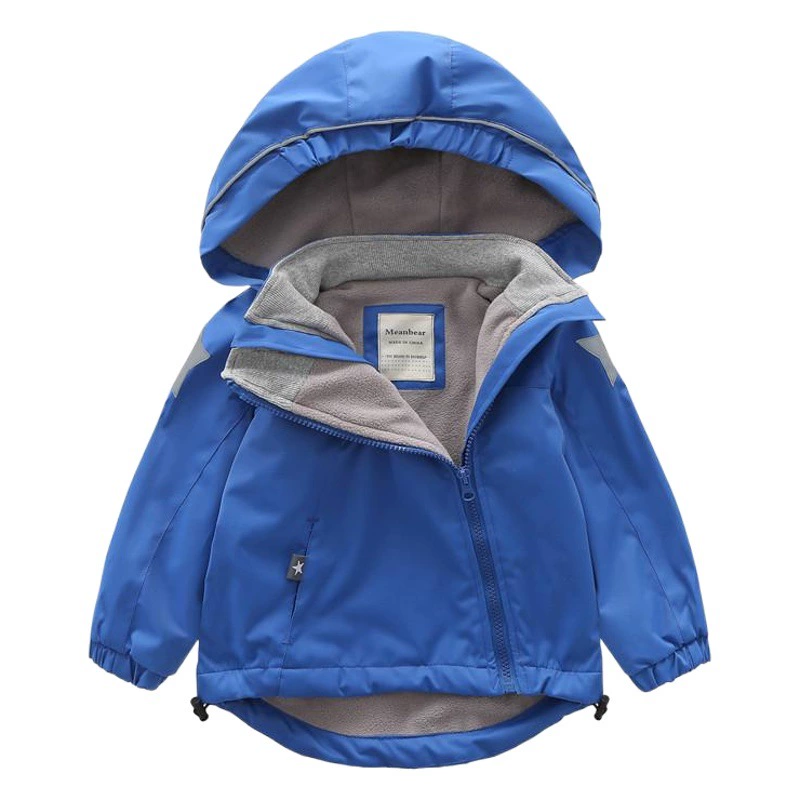 Детская одежда на флисовой подкладке Детская одежда для ПИК Весна и осень Детская ветровка Большое детское флисовое пальто с капюшоном Мода в западном стиле