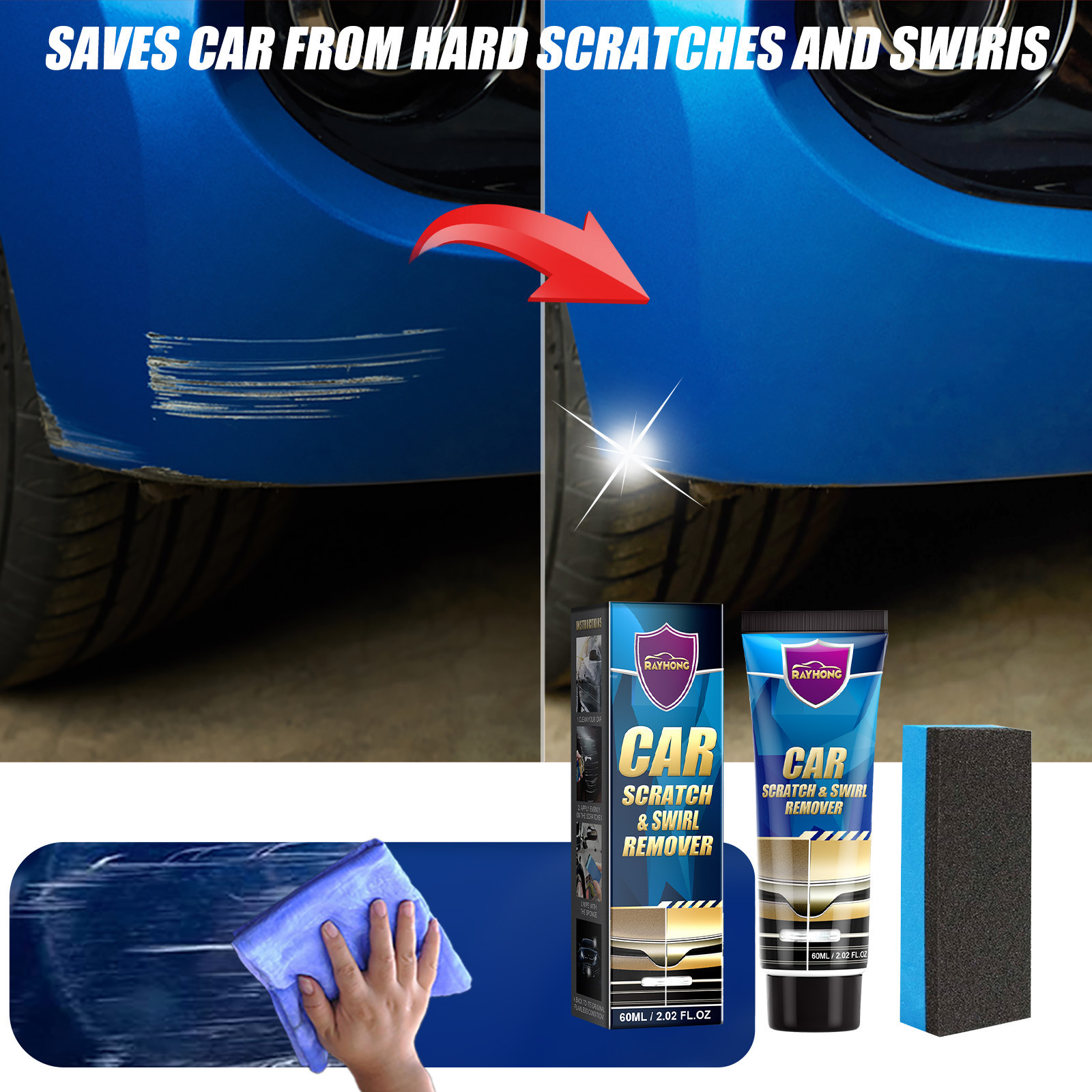 Rayhong Car Scratch Care Cream Car Maintenance and Refurbishment Paint Scratch Polishing and Paint Repair Care Cream