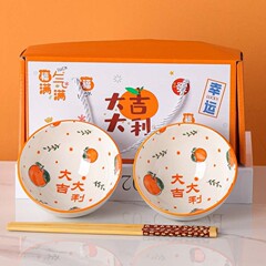 幸運の陶磁器食器、ボウルと箸セット、スープボウル、ライスボウル、ギフトボックス、チームビルディング記念品、オープニングイベントギフト
