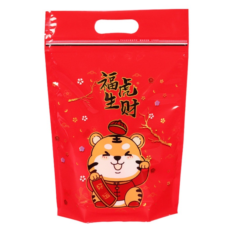 Año nuevo cremallera portátil copo de nieve pastel crujiente bolsa de embalaje seco auto-sellado para hornear snack cookie nougat fruta auto-permanente bolsa