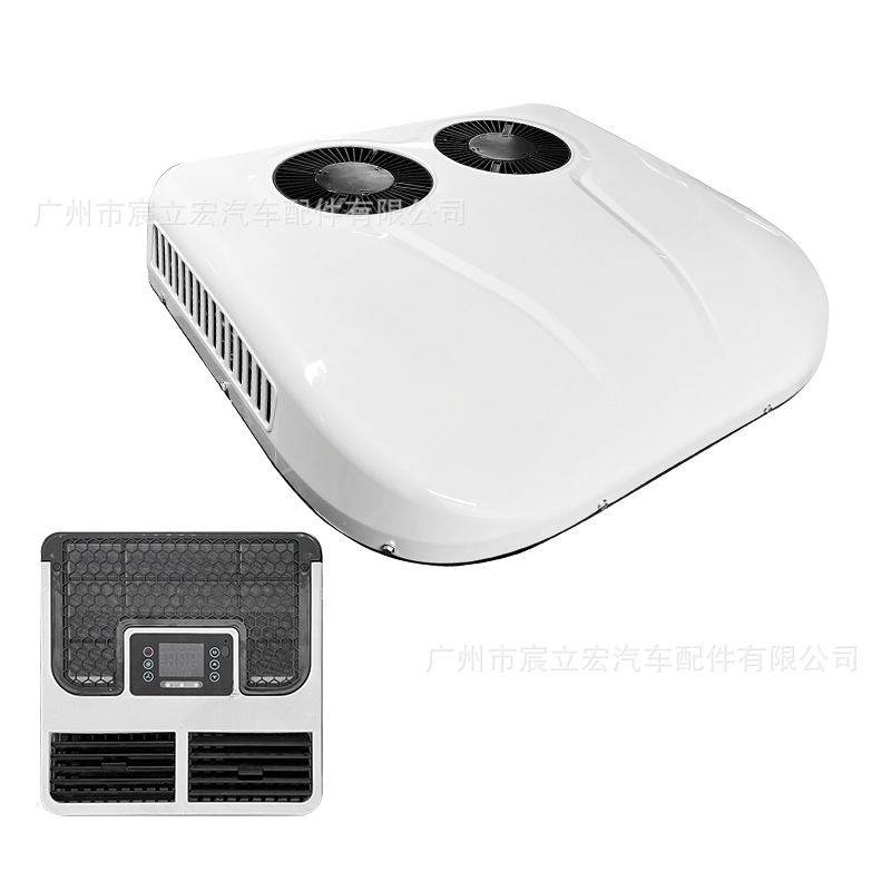 Fuente fabricante estacionamiento al por mayor aire acondicionado de doble ventilador 12V24V compresor de rotor de alta configuración RV vagón comedor móvil aire acondicionado