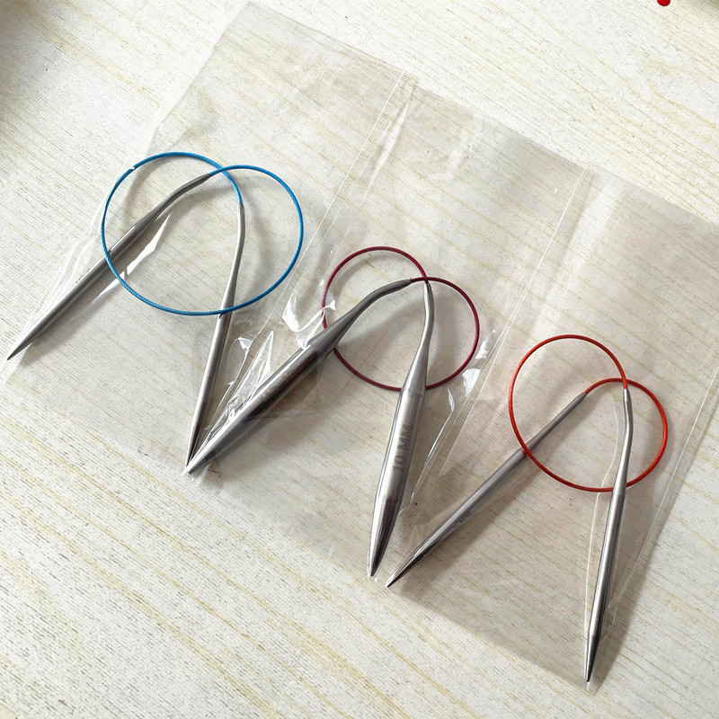 亚马逊外贸彩绳环形针不锈钢循环形针编织工具毛衣针粗彩色钢丝绳