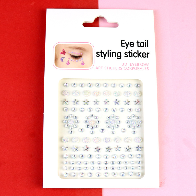 Transfronterizo AB diamantes coloridos joyas de maquillaje de ojos maquillaje facial pegatinas de diamante para niños espectáculo de escenario pegatinas faciales pegatinas de cristal perlas