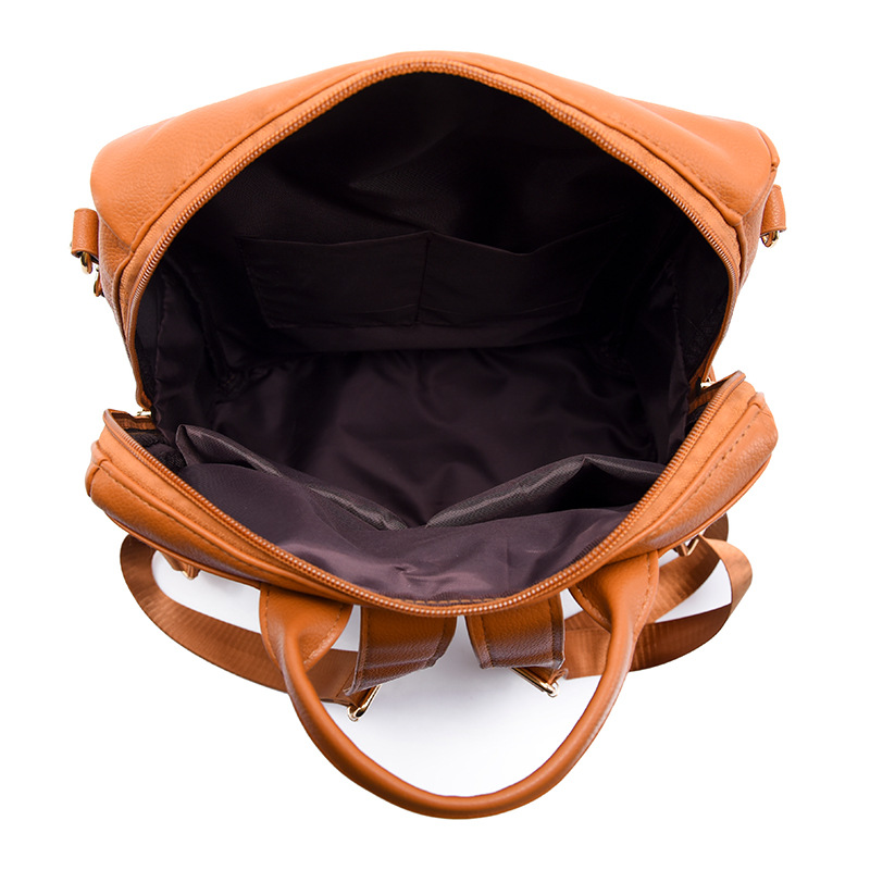 Mochila de color en contraste para mujer 2024 nueva mochila de viaje de gran capacidad de moda de cuero suave mochila multifuncional al por mayor