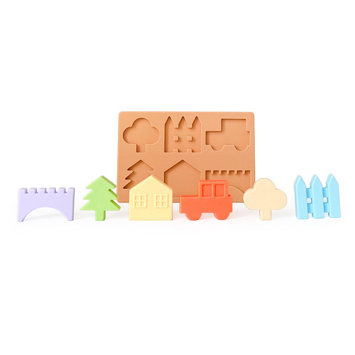 New food grade chewable children's puzzle toy baby early education puzzle matching board silicone puzzle board