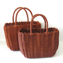 塑料细管编织包手提包菜篮子包休闲手拎包复古感仿竹编女包沙滩包