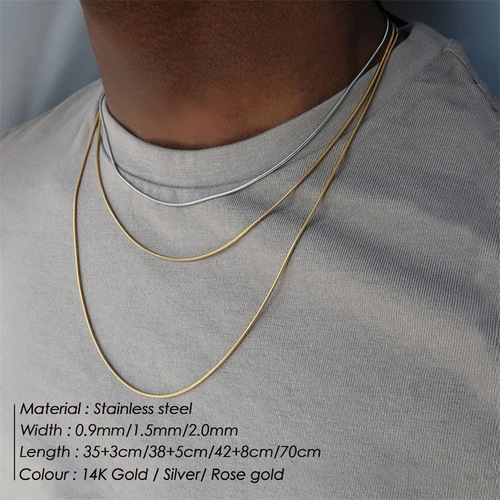 emanco titanium steel round snake chain long stainless steel necklace female simple couple snake bone chain European and American cross-border clavicle chain