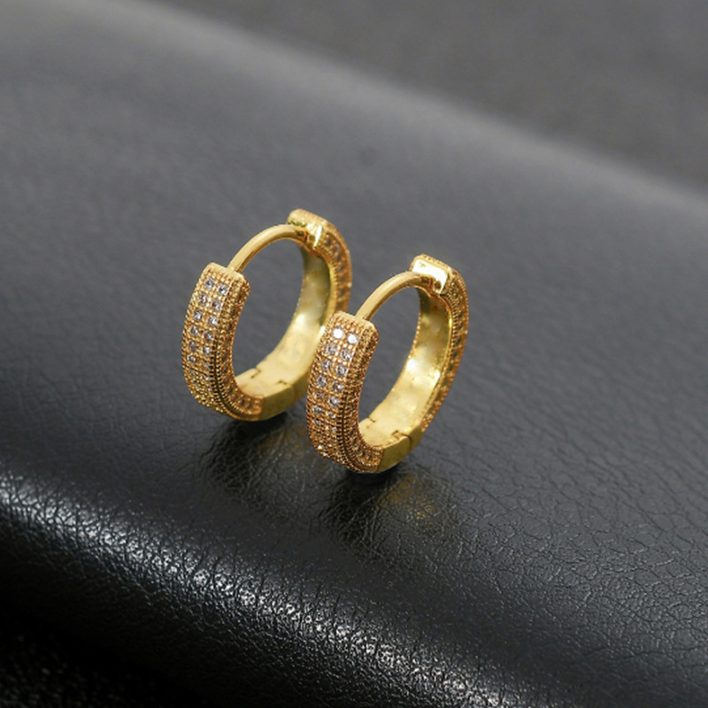 1 Pair Simple Style Round Plating Inlay Brass Zircon Earrings display picture 4