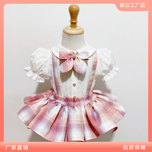 Girls Jk Uniform Suit Summer 2025 New Summer Baby Girl Preppy Style Two-Piece Set Kidsren's Summer Clothing Half Wholesale