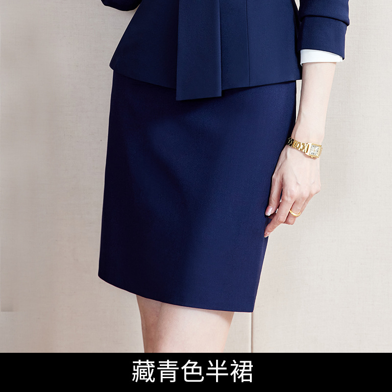 藏青色职业套装西服女OL气质医美咨询师售楼部物业前台接待工作服|undefined