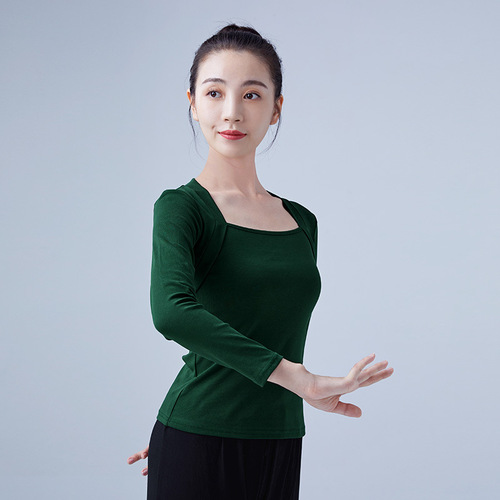 Dance practice clothes for women spring long-sleeved modern ballet teacher body clothing fake two-piece body tops wholesale