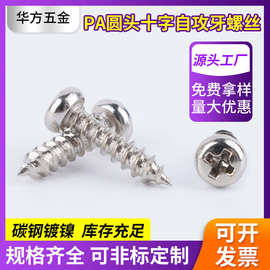 【现货特价】PA2.3*10铁镀镍十字圆头平尾自攻螺丝钉盘头木螺丝