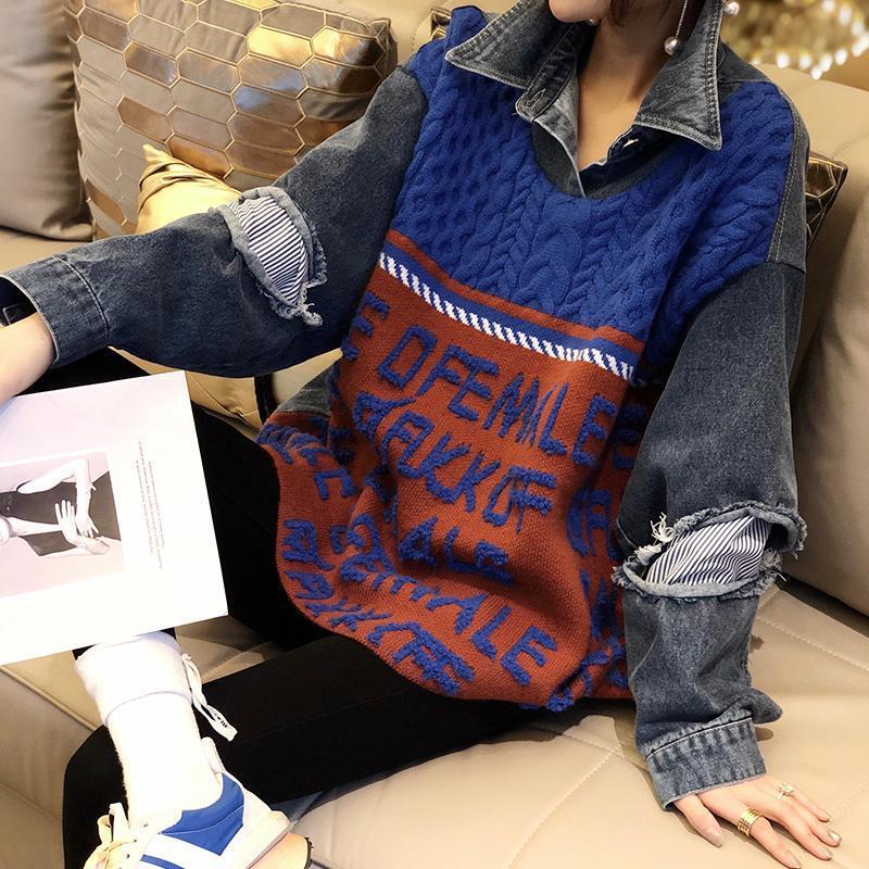 European Station 2022 New Hole Knitted Sweater Women's Early Spring and Autumn New All-match Fashionable Loose Pullover Top