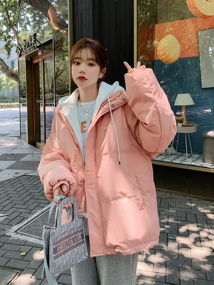 2023 nueva ropa de algodón de pluma coreana de invierno mujer chaqueta de algodón corta de tamaño grande chaqueta de pan de algodón gorda delgada abrigo image 3