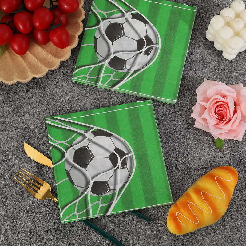 World Cup Football Printed Holiday Party Tissue Double Layer Thickened Food Grade Napkin Alcohol Free Household Tissue