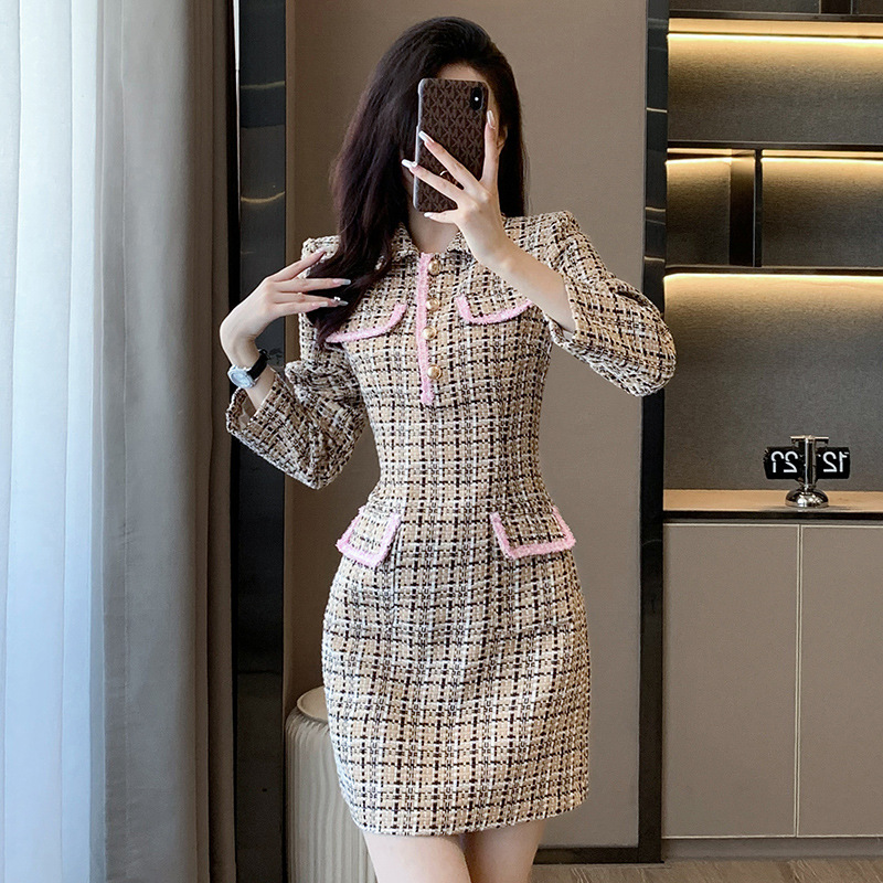 C8013 1380K VÁY ĐẦM LIỀN THÂN NỮ DONTDN DÀI TAY KẺ CARO MÙA XUÂN THU ĐÔNG KẺ CARO THỜI TRANG NỮ G04 SẢN PHẨM MỚI