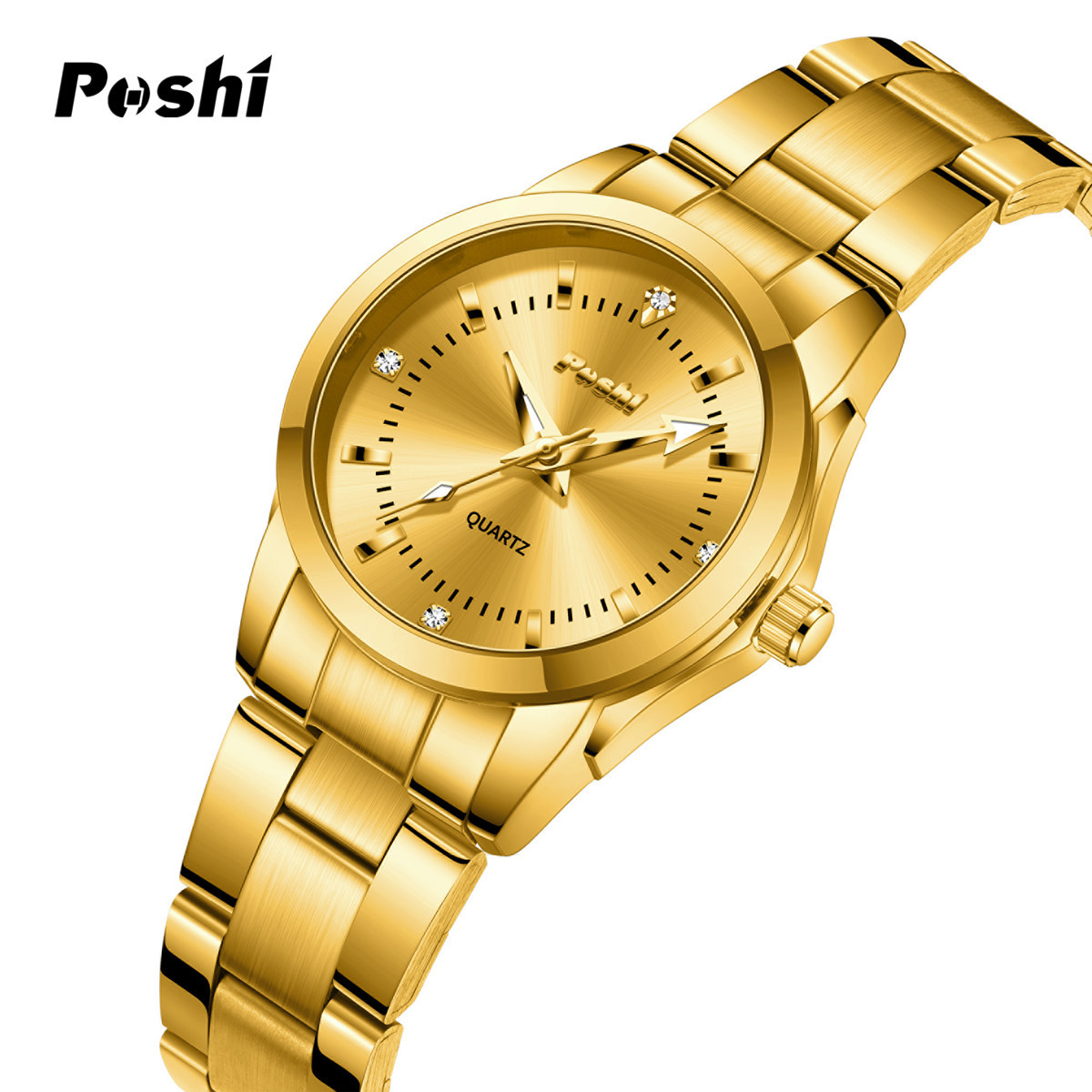 Una pieza de envío POSHI Watch Diamond Impermeable Luminoso Moda Simple Cinturón de acero Cuarzo Reloj para mujer Reloj para mujer