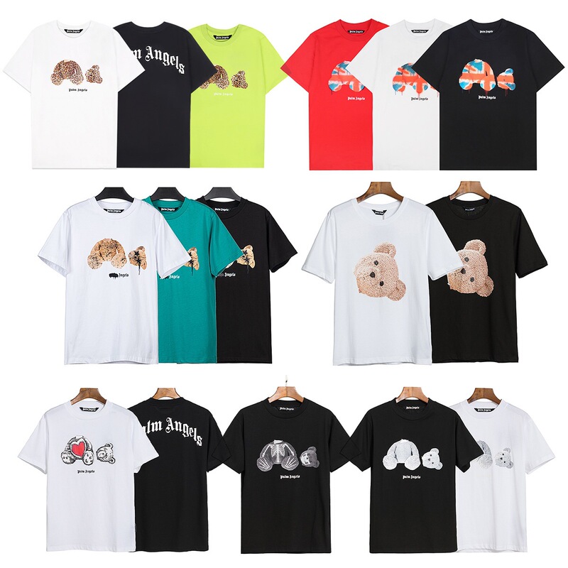 Wholesale Cross-Border Trendy Brand Pa Tshirt Palm Angels Headless Bear Teddy Bear Print Short-Sleeved T-Shirt for Men and Women