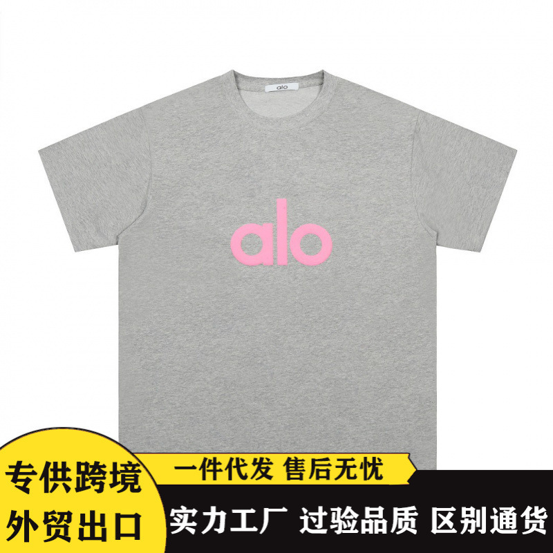 正しいバージョン AlO2025 春夏新作ピュアコットンプリントルーズ半袖ラウンドネックスリムメンズとレディースカジュアル Tシャツ夏|undefined