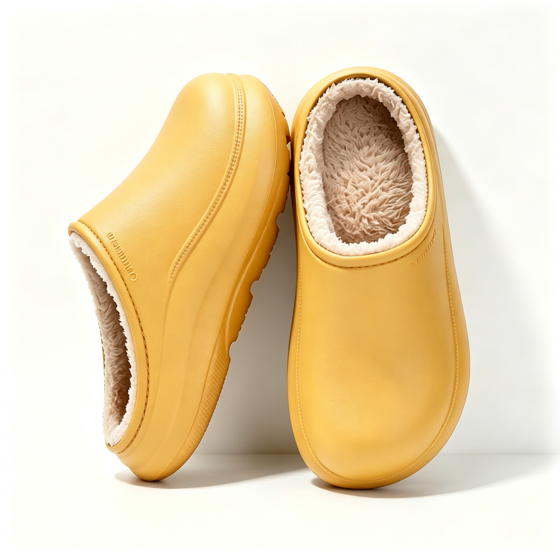 Herfst- en winterkatoenen damesslippers met negatieve hak, hoge voorkant en lage rug en hoge boog, verdikt pluche, waterdichte slippers uit één stuk voor thuis