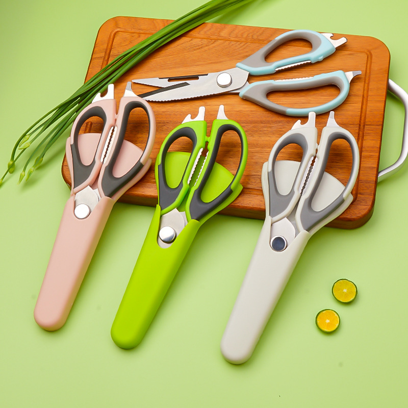 Manufacturer Multifunctional Kitchen Scissors Stainless Steel Household Powerful Chicken Bone Scissors Food Scissors Magnetic Refrigerator Kitchen Scissors