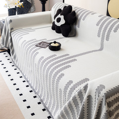 夏季冰絲北歐線條家用家居裝飾沙發一體式蓋巾布雙面可用批發