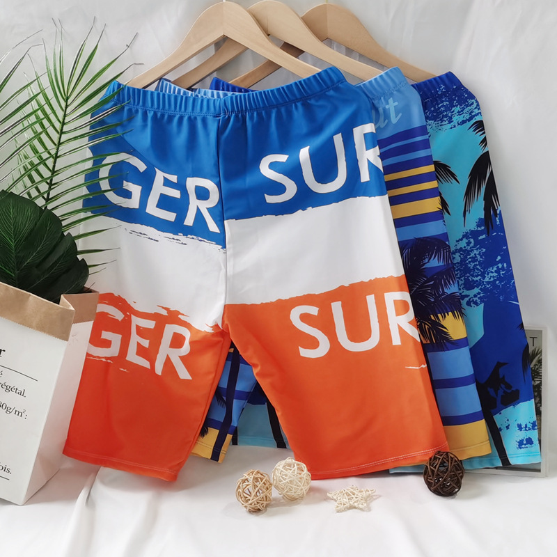 Swimming Trunks Men's Long Legs Color Large Size Lace-up Comfortable Fabric Anti-embarrassment Conservative Slim-fit Beach Hot Spring Swimming Trunks